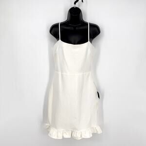 Lulus NEW Spoonful of Sass White Ruffled Bodycon Mini Dress Sz L Lined Straps